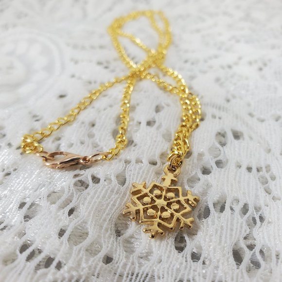 Stainless Steel Gold Snowflake hand-made necklace - Picture 6 of 12